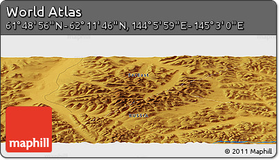 Physical Panoramic Map of the Area around 62° 0' 21" N, 144° 34' 29" E