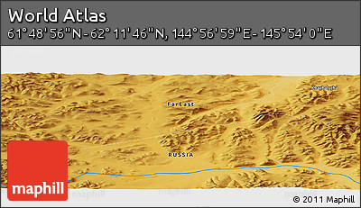 Physical Panoramic Map of the Area around 62° 0' 21" N, 145° 25' 30" E