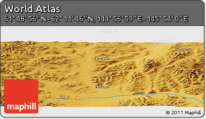 Physical Panoramic Map of the Area around 62° 0' 21" N, 145° 25' 30" E