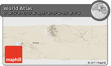 Shaded Relief Panoramic Map of the Area around 62° 0' 21" N, 151° 13' 29" W