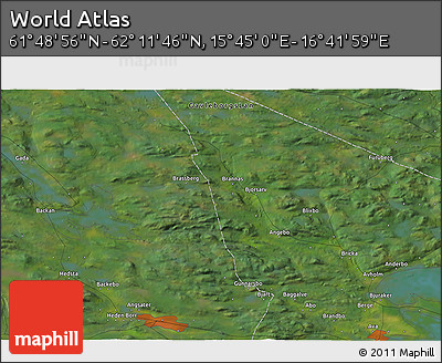 Satellite 3D Map of the Area around 62° 0' 21" N, 16° 13' 30" E