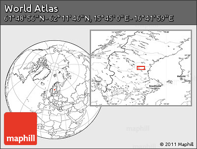Blank Location Map of the Area around 62° 0' 21" N, 16° 13' 30" E