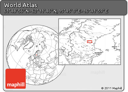 Blank Location Map of the Area around 62° 0' 21" N, 16° 13' 30" E