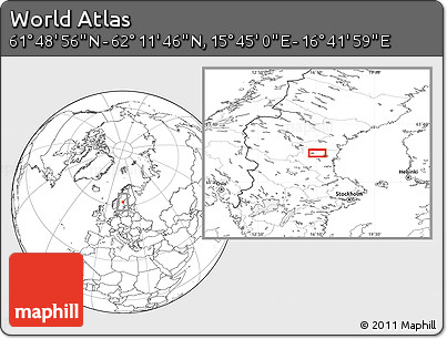 Blank Location Map of the Area around 62° 0' 21" N, 16° 13' 30" E
