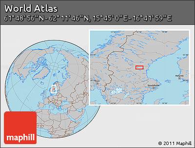 Gray Location Map of the Area around 62° 0' 21" N, 16° 13' 30" E