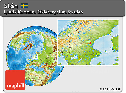 Physical Location Map of Skån