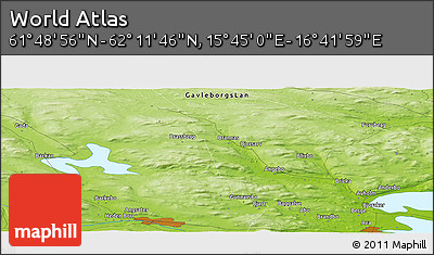 Physical Panoramic Map of the Area around 62° 0' 21" N, 16° 13' 30" E