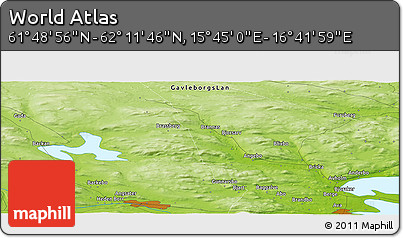 Physical Panoramic Map of the Area around 62° 0' 21" N, 16° 13' 30" E