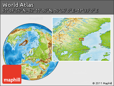 Physical Location Map of the Area around 62° 0' 21" N, 17° 4' 30" E