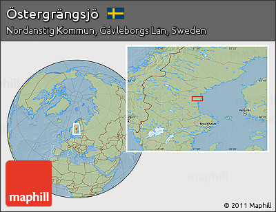 Savanna Style Location Map of Östergrängsjö, hill shading