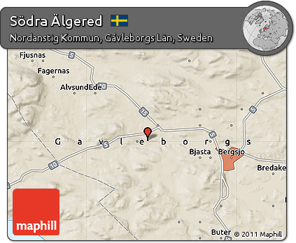 Shaded Relief Map of Södra Älgered