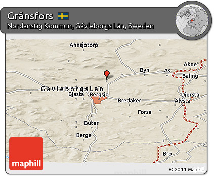 Shaded Relief Panoramic Map of Gränsfors
