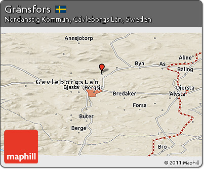 Shaded Relief Panoramic Map of Gränsfors