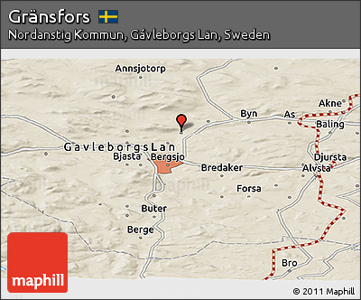Shaded Relief Panoramic Map of Gränsfors