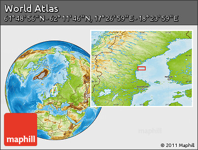 Physical Location Map of the Area around 62° 0' 21" N, 17° 55' 29" E