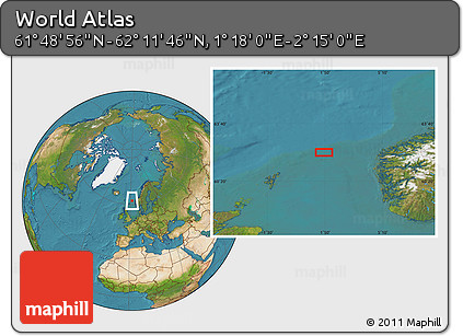 Satellite Location Map of the Area around 62° 0' 21" N, 1° 46' 29" E