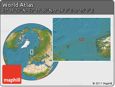 Satellite Location Map of the Area around 62° 0' 21" N, 1° 46' 29" E