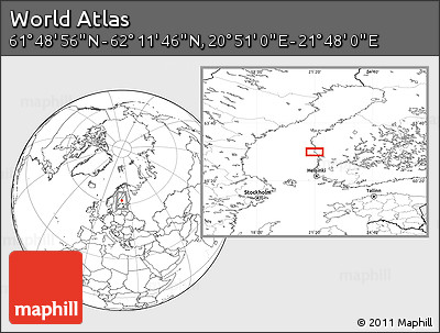 Blank Location Map of the Area around 62° 0' 21" N, 21° 19' 30" E