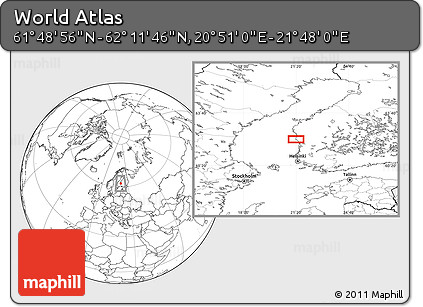 Blank Location Map of the Area around 62° 0' 21" N, 21° 19' 30" E