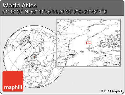 Blank Location Map of the Area around 62° 0' 21" N, 21° 19' 30" E