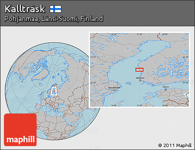 Gray Location Map of Kallträsk, hill shading