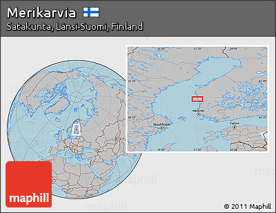 Gray Location Map of Merikarvia, hill shading