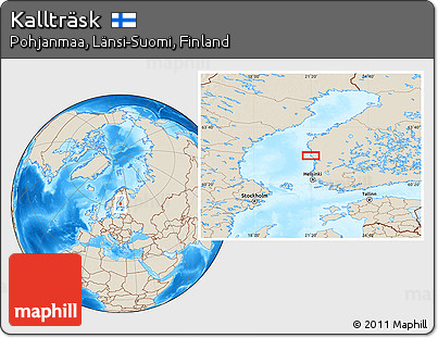 Shaded Relief Location Map of Kallträsk