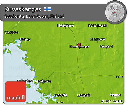 Physical Map of Kuvaskangas