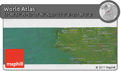 Satellite Panoramic Map of the Area around 62° 0' 21" N, 21° 19' 30" E