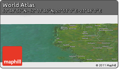 Satellite Panoramic Map of the Area around 62° 0' 21" N, 21° 19' 30" E