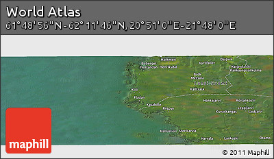 Satellite Panoramic Map of the Area around 62° 0' 21" N, 21° 19' 30" E