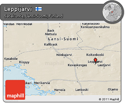 Shaded Relief Panoramic Map of Leppijärvi