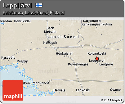 Shaded Relief Panoramic Map of Leppijärvi