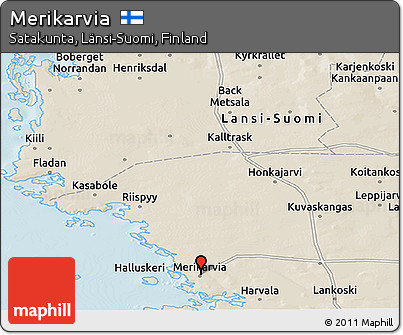 Shaded Relief Panoramic Map of Merikarvia