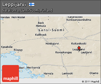 Shaded Relief Panoramic Map of Leppijärvi
