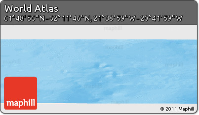 Shaded Relief Panoramic Map of the Area around 62° 0' 21" N, 21° 10' 29" W