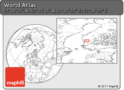 Blank Location Map of the Area around 62° 0' 21" N, 22° 10' 29" E