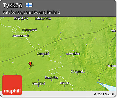 Physical 3D Map of Tykköö