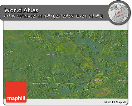 Satellite 3D Map of the Area around 62° 0' 21" N, 23° 52' 30" E