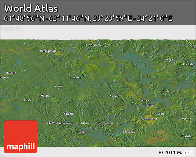 Satellite 3D Map of the Area around 62° 0' 21" N, 23° 52' 30" E