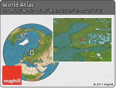 Satellite Location Map of the Area around 62° 0' 21" N, 23° 52' 30" E