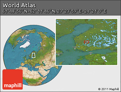 Satellite Location Map of the Area around 62° 0' 21" N, 23° 52' 30" E