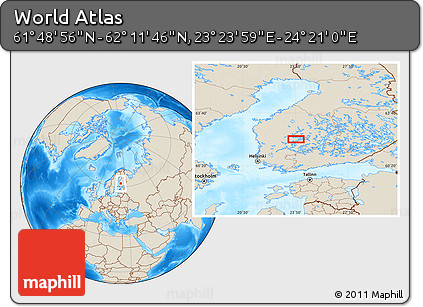 Shaded Relief Location Map of the Area around 62° 0' 21" N, 23° 52' 30" E