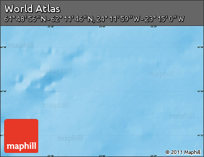 Shaded Relief Map of the Area around 62° 0' 21" N, 23° 43' 30" W