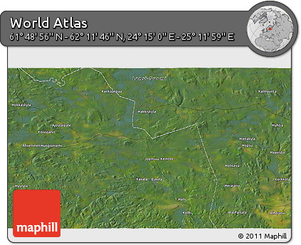 Satellite 3D Map of the Area around 62° 0' 21" N, 24° 43' 30" E