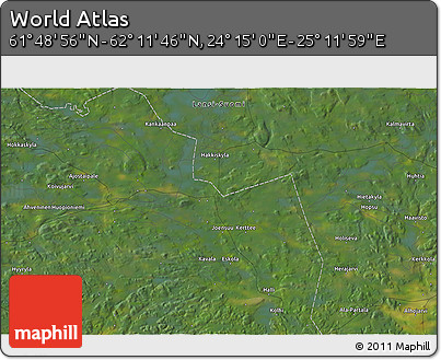 Satellite 3D Map of the Area around 62° 0' 21" N, 24° 43' 30" E