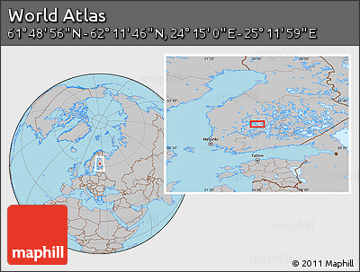 Gray Location Map of the Area around 62° 0' 21" N, 24° 43' 30" E
