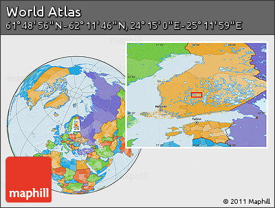 Political Location Map of the Area around 62° 0' 21" N, 24° 43' 30" E