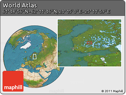 Satellite Location Map of the Area around 62° 0' 21" N, 24° 43' 30" E