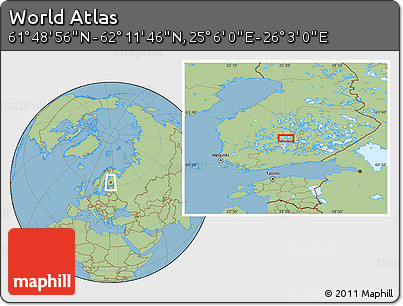 Savanna Style Location Map of the Area around 62° 0' 21" N, 25° 34' 30" E